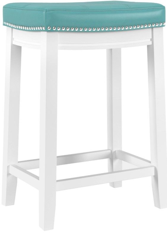 Linon Claridge Teal/White Counter Stool-0