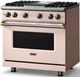 Viking® 5 Series 36" Blush Pro Style Gas (NG) Range with Brushed Brass Trim-2