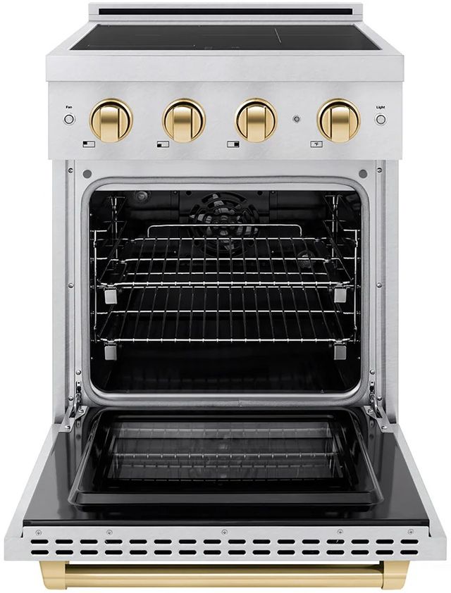 ZLINE Autograph Edition Paramount 24" Satin Stainless Steel Pro Style Induction Range with Polished Gold Accents-1