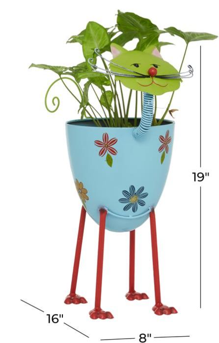Deco Marche Blue Cat Planter-3