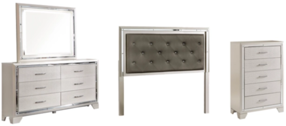 Signature Design by Ashley® Lonnix 4-Piece Silver Queen Upholstered Panel Headboard Set-0