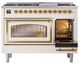 Ilve® Nostalgie II Noblesse 48'' Antique White Pro Style Dual Fuel Range with Brass Trim-4