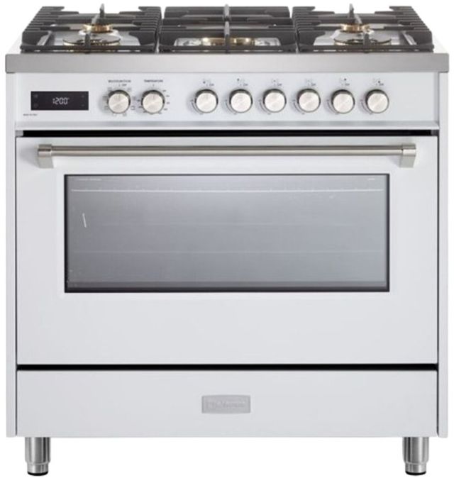 Verona® Ultima 36" White Pro Style Dual Fuel Range-0