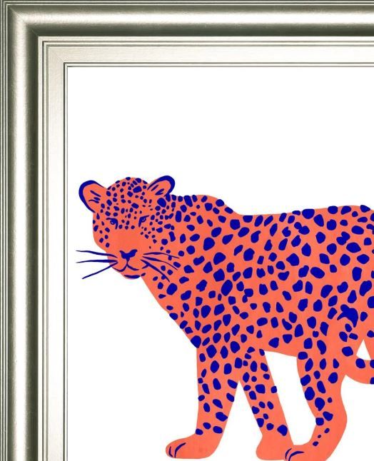 Classy Art Blue/Orange Bright Leopard I by Emma Scarvey Wall Art-1