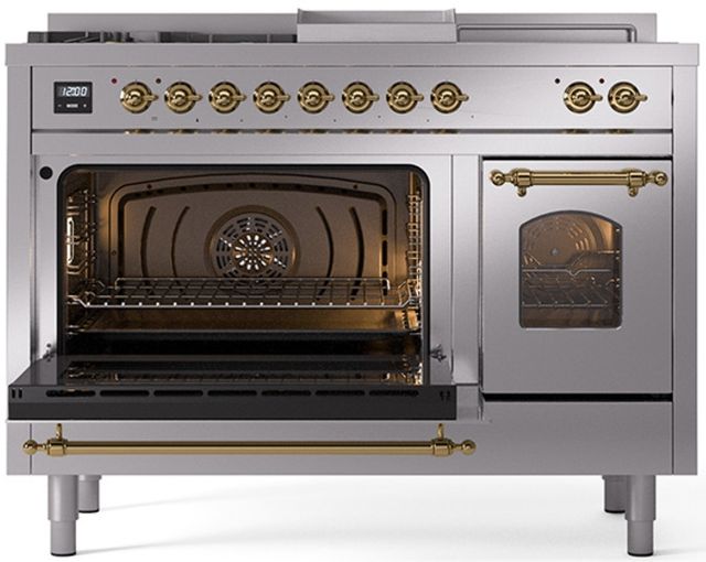 Ilve® Nostalgie II Series 48" Stainless Steel Pro Style Dual Fuel Range-2