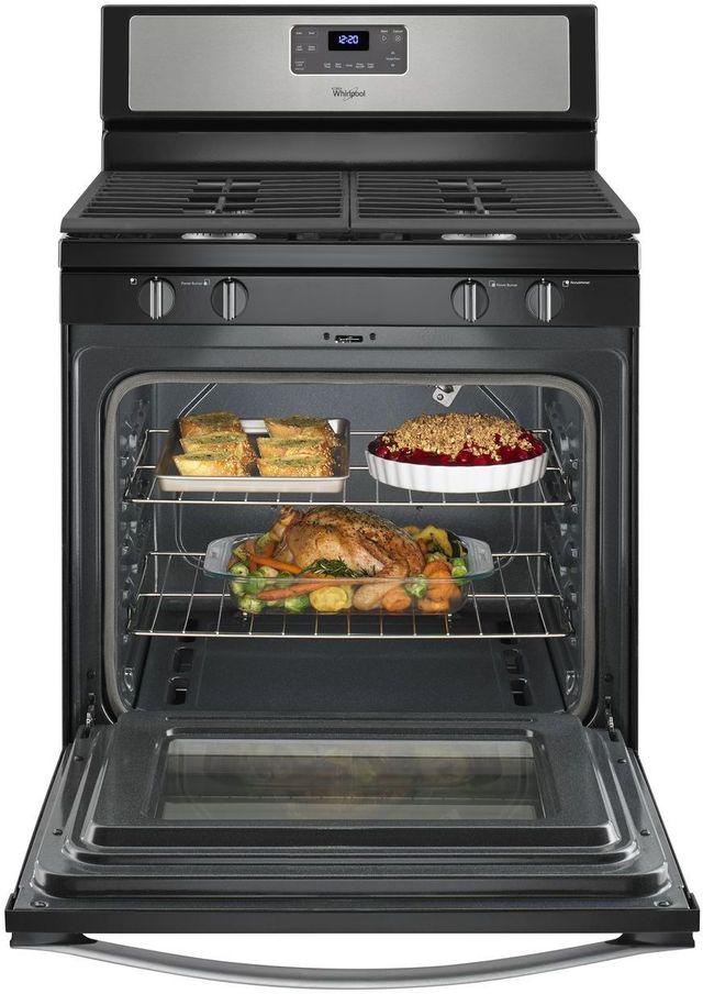 Whirlpool® 30" Freestanding Gas Range-Black-on-Stainless-3