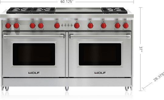 Wolf® 60" Stainless Steel Pro Style Natural Gas Range-1
