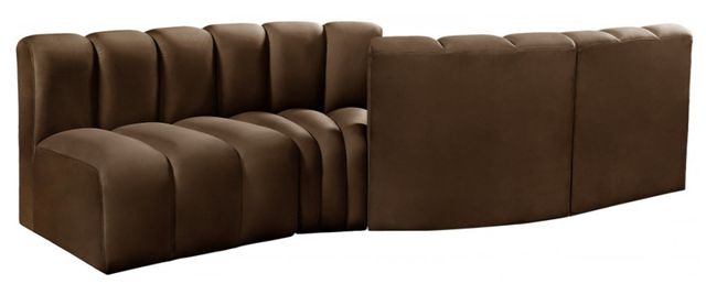 Meridian Furniture Arc 4-Piece Brown Velvet Sectional-1