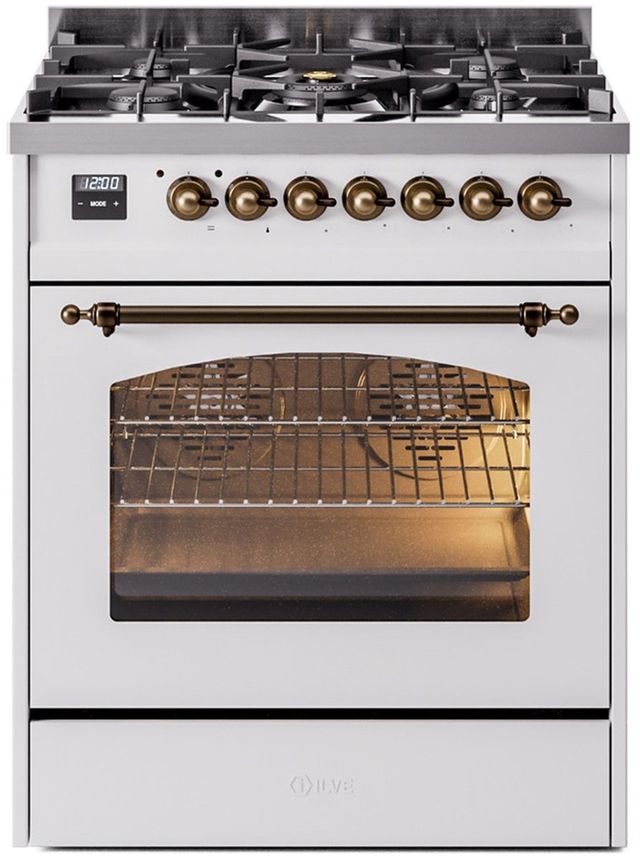 Ilve® Nostalgie II Series 30" White Pro Style Dual Fuel Range-0