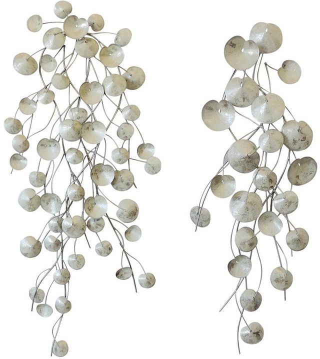 Moe's Home Collection Aurella 2-Piece Metallic Silver Leaves Wall Decor Set-0