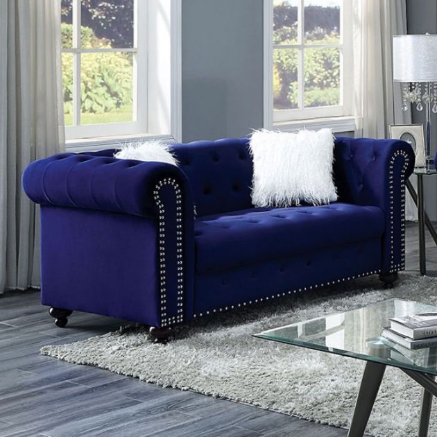 Furniture of America® Giacomo 2-Piece Blue Sofa Set-2