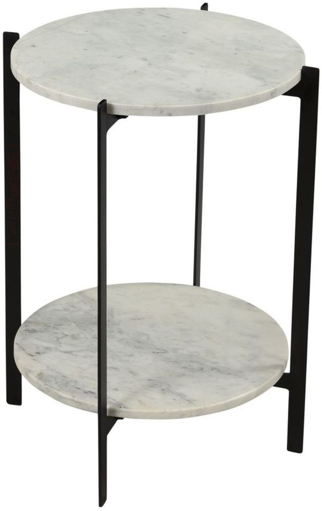 Moe's Home Collection Melanie White Marble Round Accent Table with Matte Black Iron Base-3