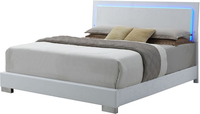 Coaster® Felicity 5-Piece Glossy White Eastern King Panel Bedroom Set with LED Lighting-1