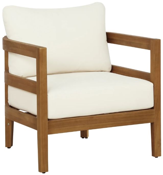 Linon Surfside Beige/Brown Acacia/Fabric Outdoor Club Chair-0