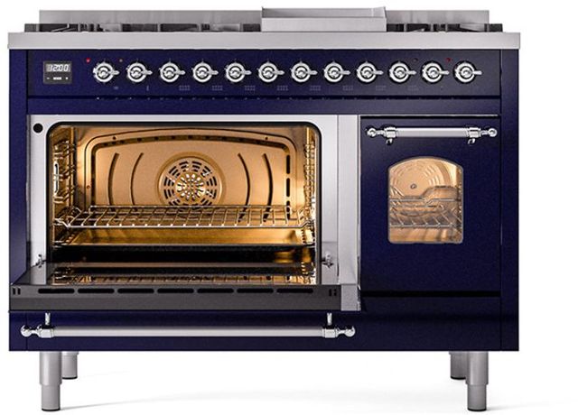 Ilve® Nostalgie II Series 48" Midnight Blue Pro Style Dual Fuel Range-3