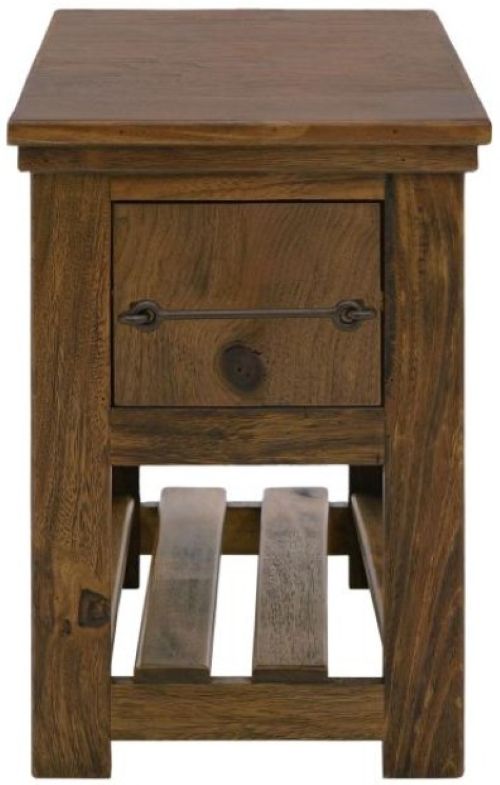 International Furniture Direct Walnut Reddish Brown 18" Chairside Table-3