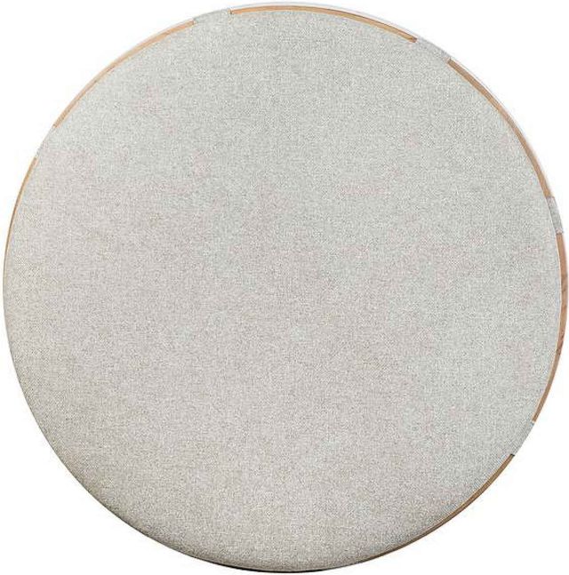 Magnussen Home® Lindon Belgian Wheat/Sauve Pebble Round Cocktail Table with Upholstered Top and Casters-1