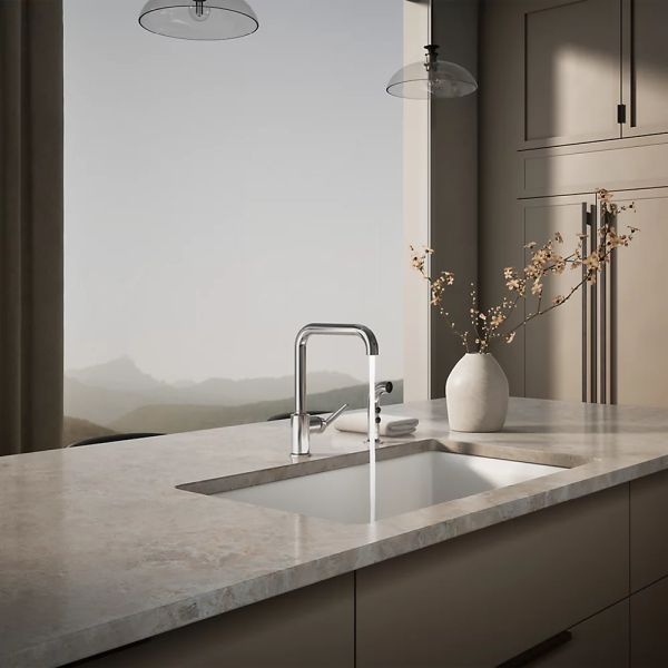 KOHLER® Purist® Polished Chrome Single-Handle Kitchen Sink Faucet with Side Sprayer-2