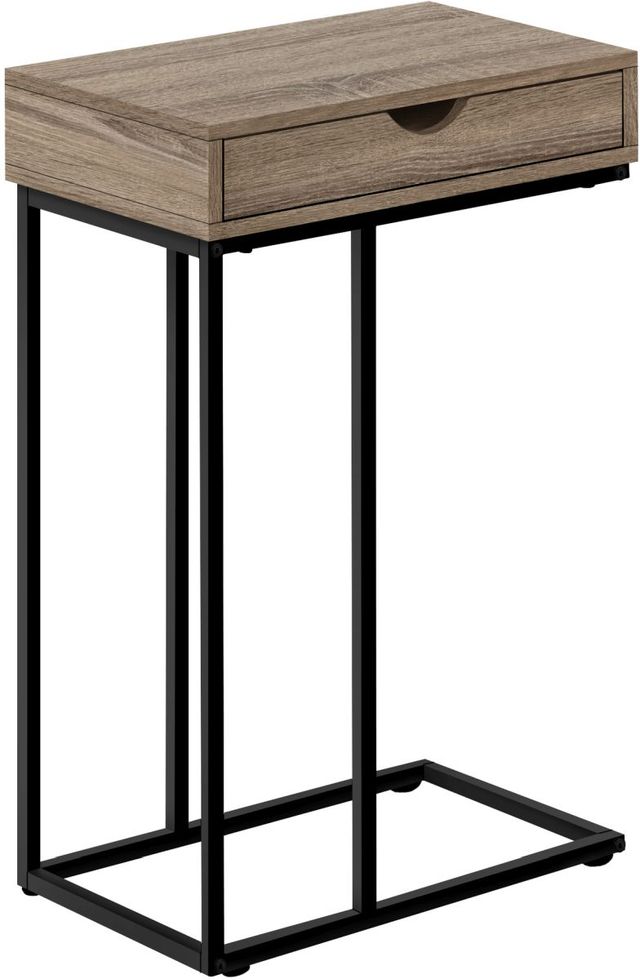 Monarch Specialties Inc. Dark Taupe 25"H Drawer C Table with Black Metal Base-0