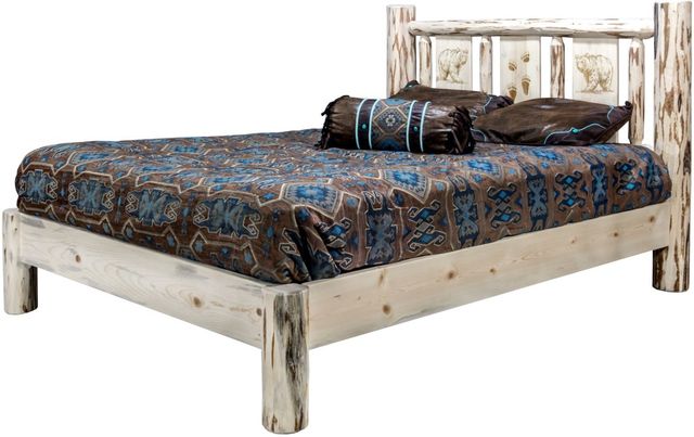 Montana Woodworks® Montana Collection Ready to Finish California King Platform Bed with Laser Engraved Bear Design-3
