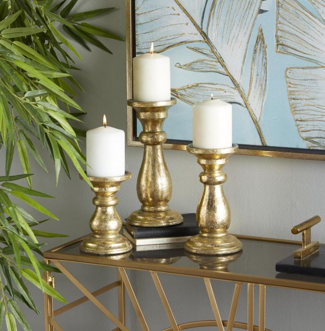 Deco Marche 3-Piece Gold Turned Candle Holder Set-4