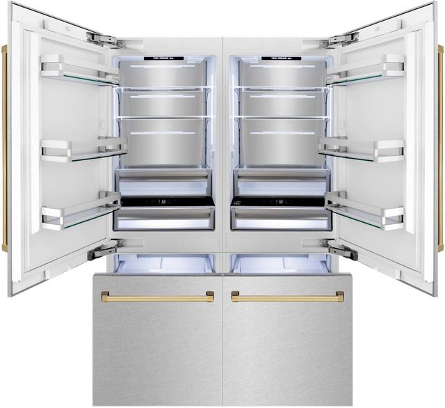 ZLINE Autograph Edition 60" 32.2 Cu. Ft. Satin Stainless Steel Built-In French Door Refrigerator-1