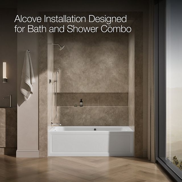 KOHLER® Archer® White 66" x 32" Alcove Whirlpool Bath with Bask® Heated Surface - Left Drain-3