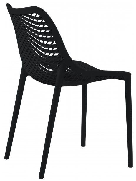 Meridian Furniture Mykonos 4-Piece Black Polypropylene Plastic Outdoor Patio Dining Side Chair Set-3
