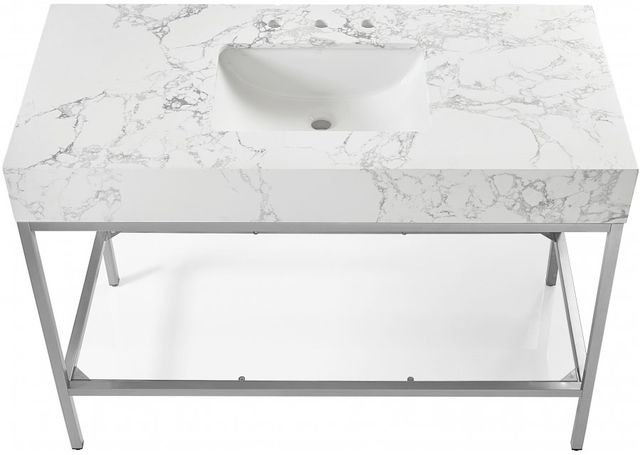Meridian Furniture Marmo White/Brushed Chrome 48" Bathroom Vanity-3