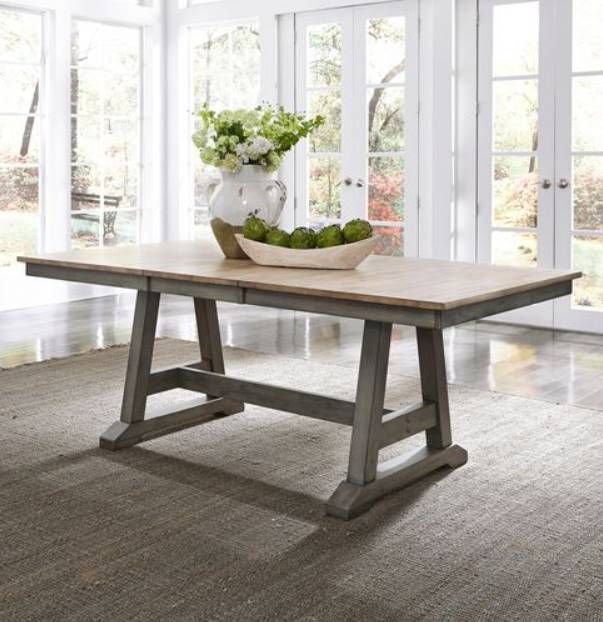 Liberty Furniture Lindsey Farm Sandstone Trestle Table with Gray Base-1