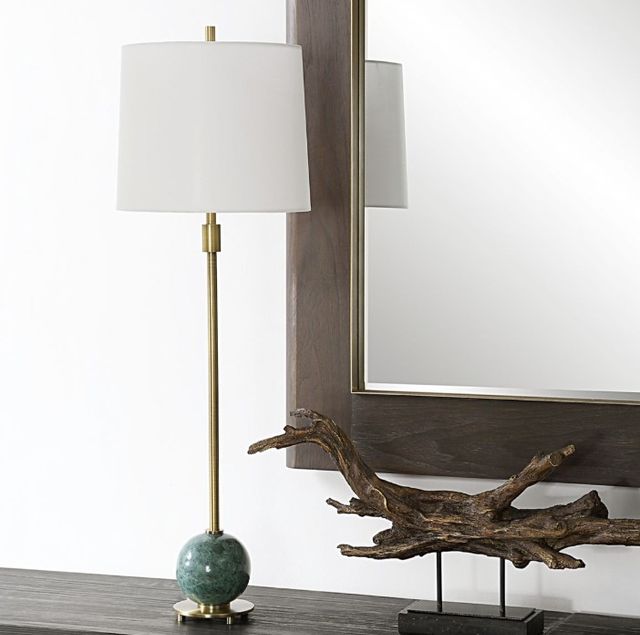 Uttermost® Bledel Brushed Brass/Dark Green Buffet Lamp-1