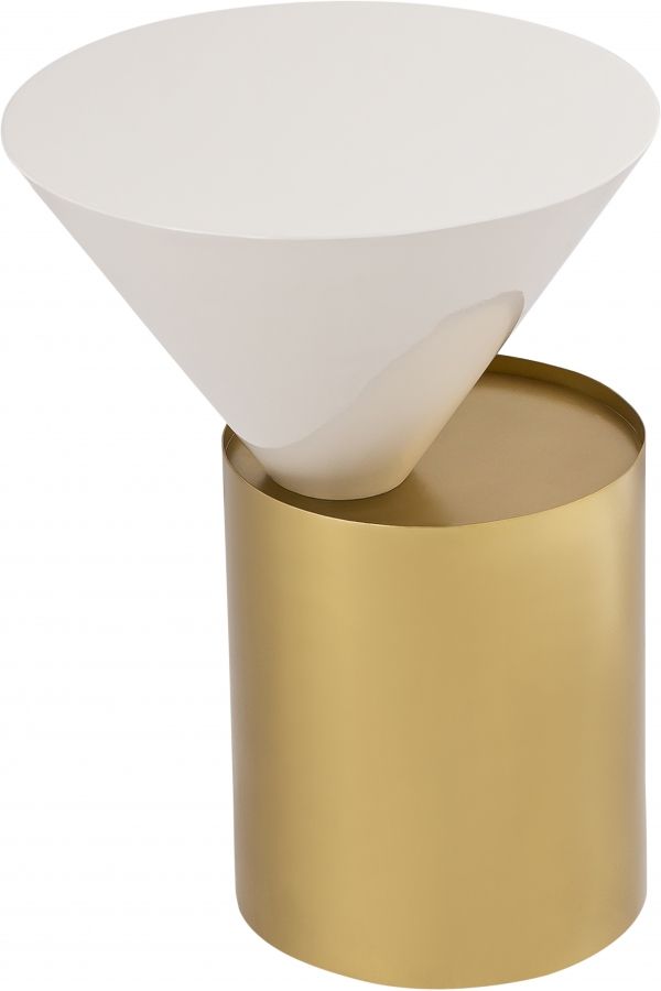 Meridian Furniture Damon White/Brass End Table-2