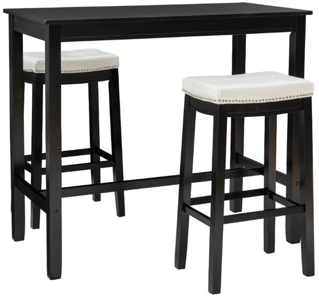 Linon Claridge 3-Piece Black/White Bar Table Set-0