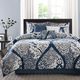 Olliix by Madison Park Indigo Queen Vienna 7 Piece Cotton Printed Comforter Set-0