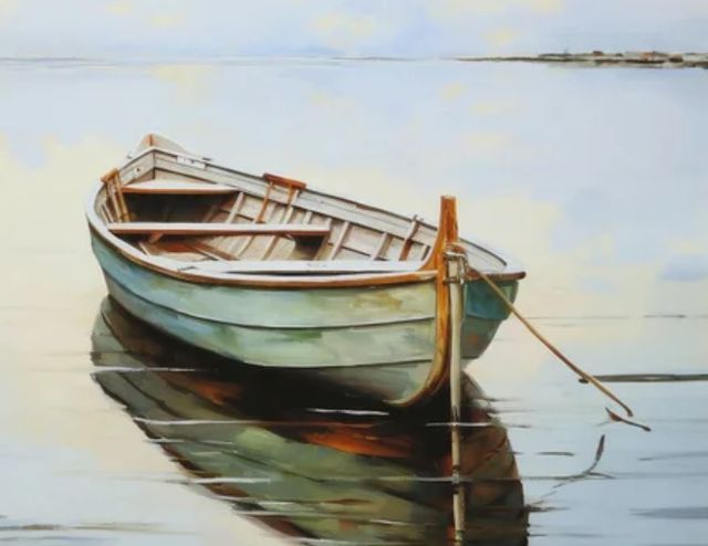 Stylecraft Solitary Boat On Reflective Waters Wall Art-1