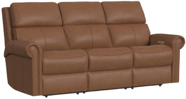 Flexsteel® Customizable Bernard Leather Power Reclining Sofa with Console, Headrest and Lumbar-0