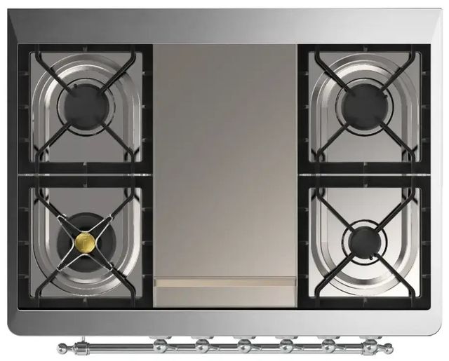 Ilve® Majestic III 36" Custom Pro Style Dual Fuel Natural Gas Range with 6 Black Brass Burners and Chrome Trim-2