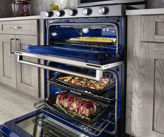 KitchenAid® 30" Stainless Steel Freestanding Gas Double Oven Range-3
