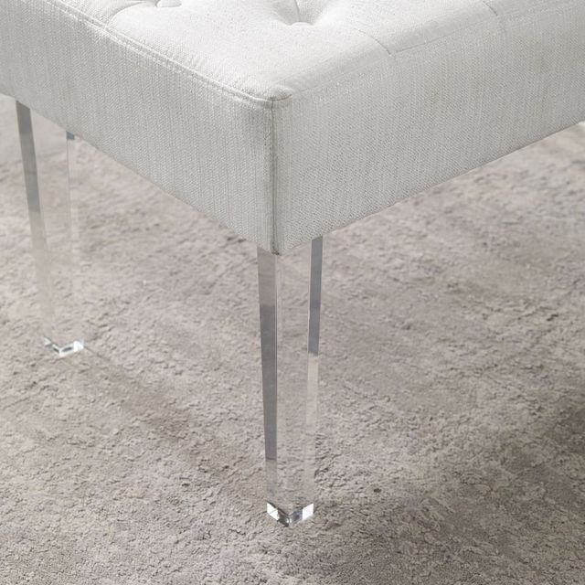 Linon Ella Glitz White Bench with Acrylic Leg-4