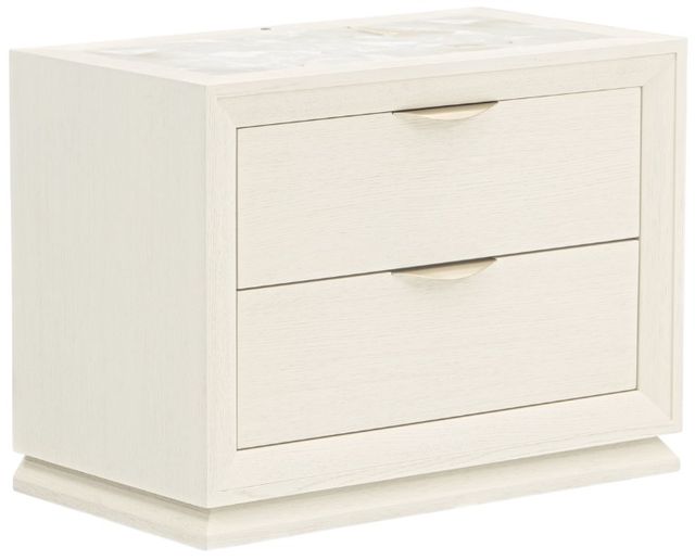 Michael Amini® Portrait Alabaster White 2-Drawer Nightstand with LED Lights-0