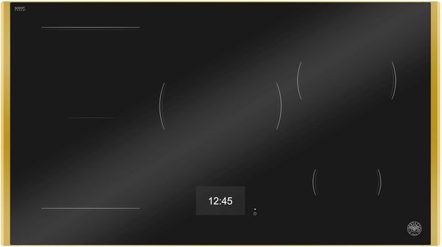 Bertazzoni Professional Series 36'' Black Glass Induction Cooktop with TFT Display Interface and Gold Metal Frame-0