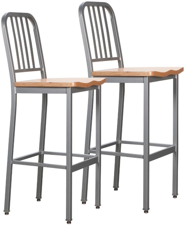 Linon Soren 2-Piece Natural/Silver Barstool Set-0