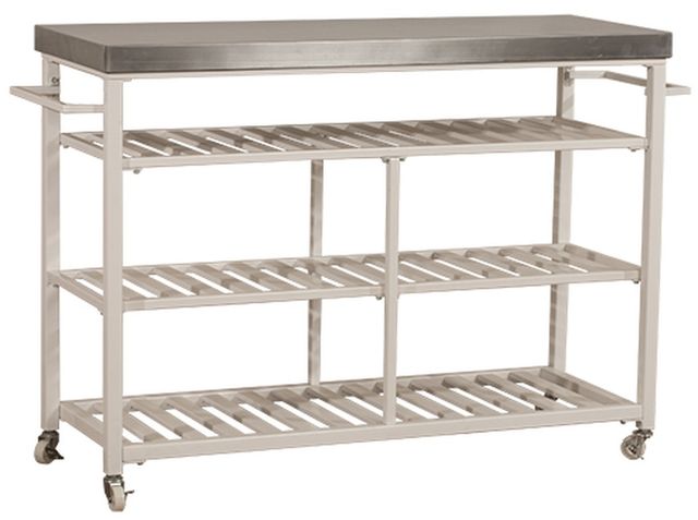 HH2 Home Kennon White Stainless Steel Kitchen Cart-0