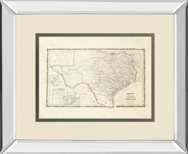 Classy Art New Map of the State of Texas by Johnson and Wank Mirror Framed Wall Art-0
