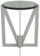 Riverside Furniture Jano Silver Round Glass Top Side Table with Forged Metal Base-2