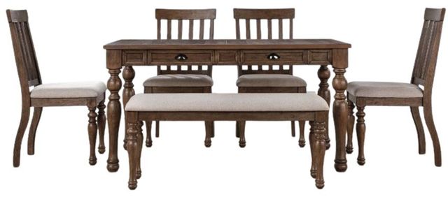Steve Silver Co. Joanna 6-Piece Caramel/Oatmeal Dining Table Set-0