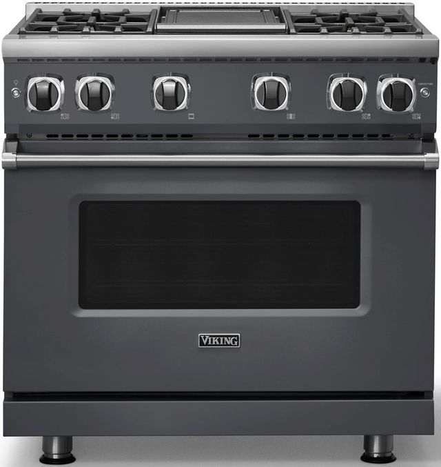 Viking® 7 Series 36" Cast Black Pro Style Liquid Propane Gas Range with 12" Reversible Griddle-2