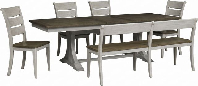 Liberty Furniture Farmhouse Reimagined 6-Piece Antique White/Chestnut Rectangular Dining Set-0