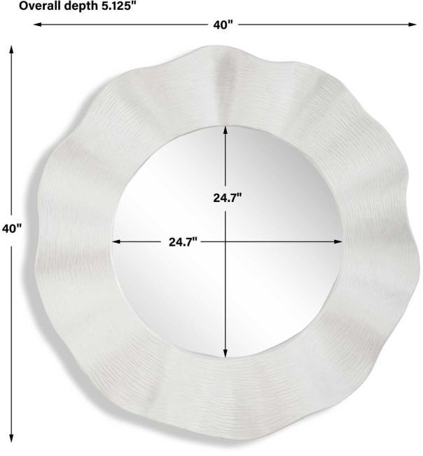 Uttermost® Wave Length Matte White Round Mirror-3