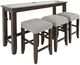 Jofran Inc. Urban Icon 4-Piece Gray/Merlot Sofa Table with Stool Set-0